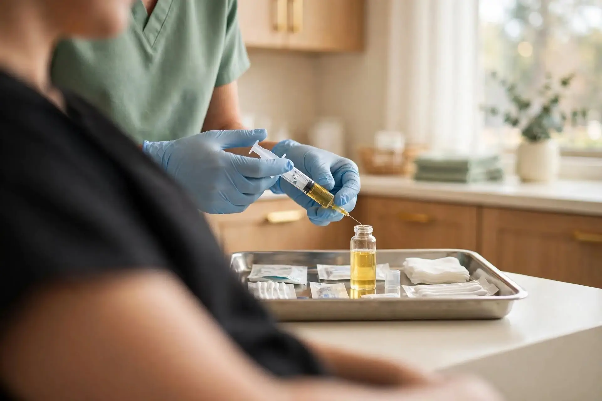 Preparación estéril de la jeringa con plasma rico en plaquetas por personal de salud habilitado